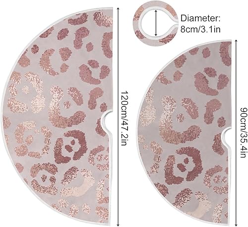 Miniatura 3 de Leopard Skin Rose Gold Christmas Tree Skirt, Decoration for Christmas Tree, 47.2 in Machine Washable Christmas Tree Skirt, Holiday Decor