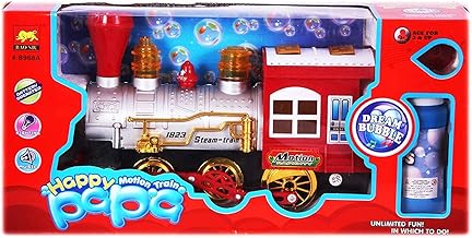 Clubx Bubble Toy Train for Kids Battery Operated Bump & go steam Train Engine with Sound and Light