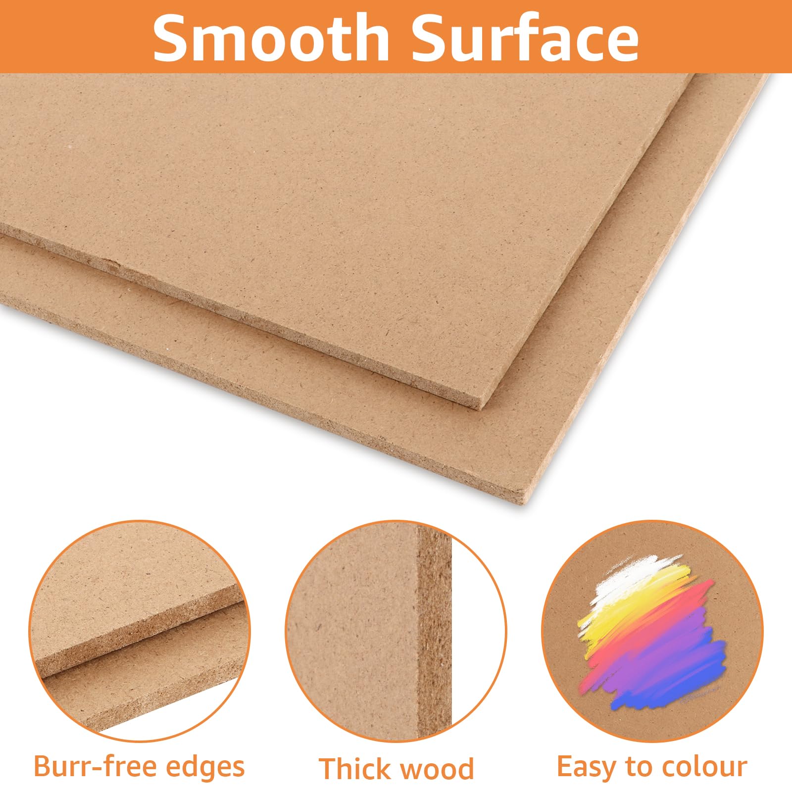 JMIATRY 12 Stück MDF Holzplatten zum Basteln, 42x30CM MDF Platten, 5mm Mittlere Dichte Fiberboard Holz Blatt für Laser, Laubsäge, CNC Router, Modellierung