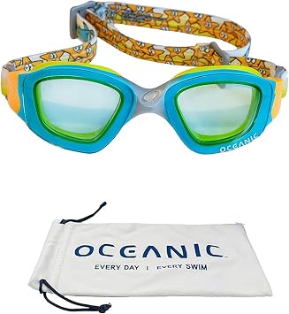 Oceanic Kids Swimming Goggles for Ages 3-8, Anti-Fog Wide View Swim Eyewear, Adjustable Strap, Youth Pool & Beach