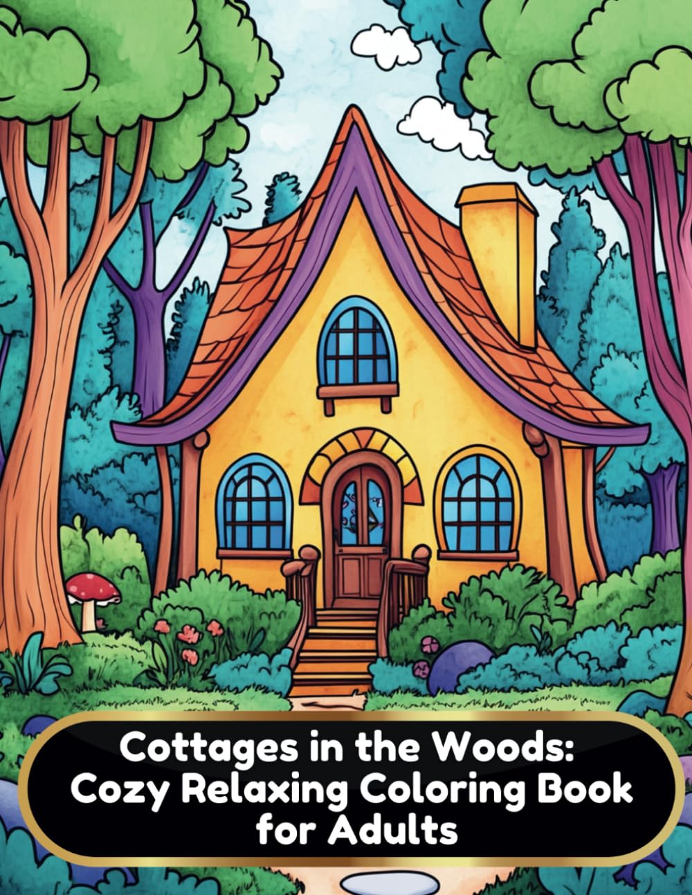 Cottages in the Woods: Cozy Relaxing Coloring Book for Adults