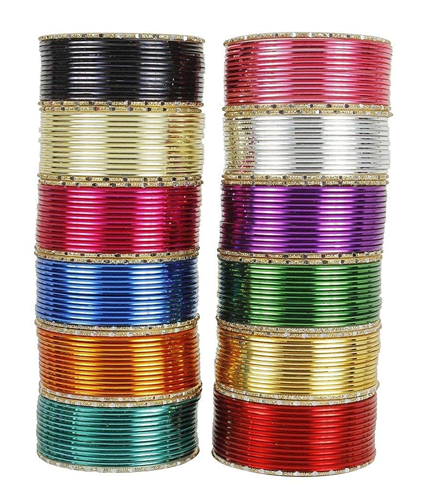T4 Jewels (2.10 & 2.12 Size Beautiful Glossy Multicolour Alloy Base Metal Crystal Branded Bangles Set For Women & Girls_Multicolour_A3_2.10 (B092ZXM38H) Amazon Price History, Amazon Price Tracker