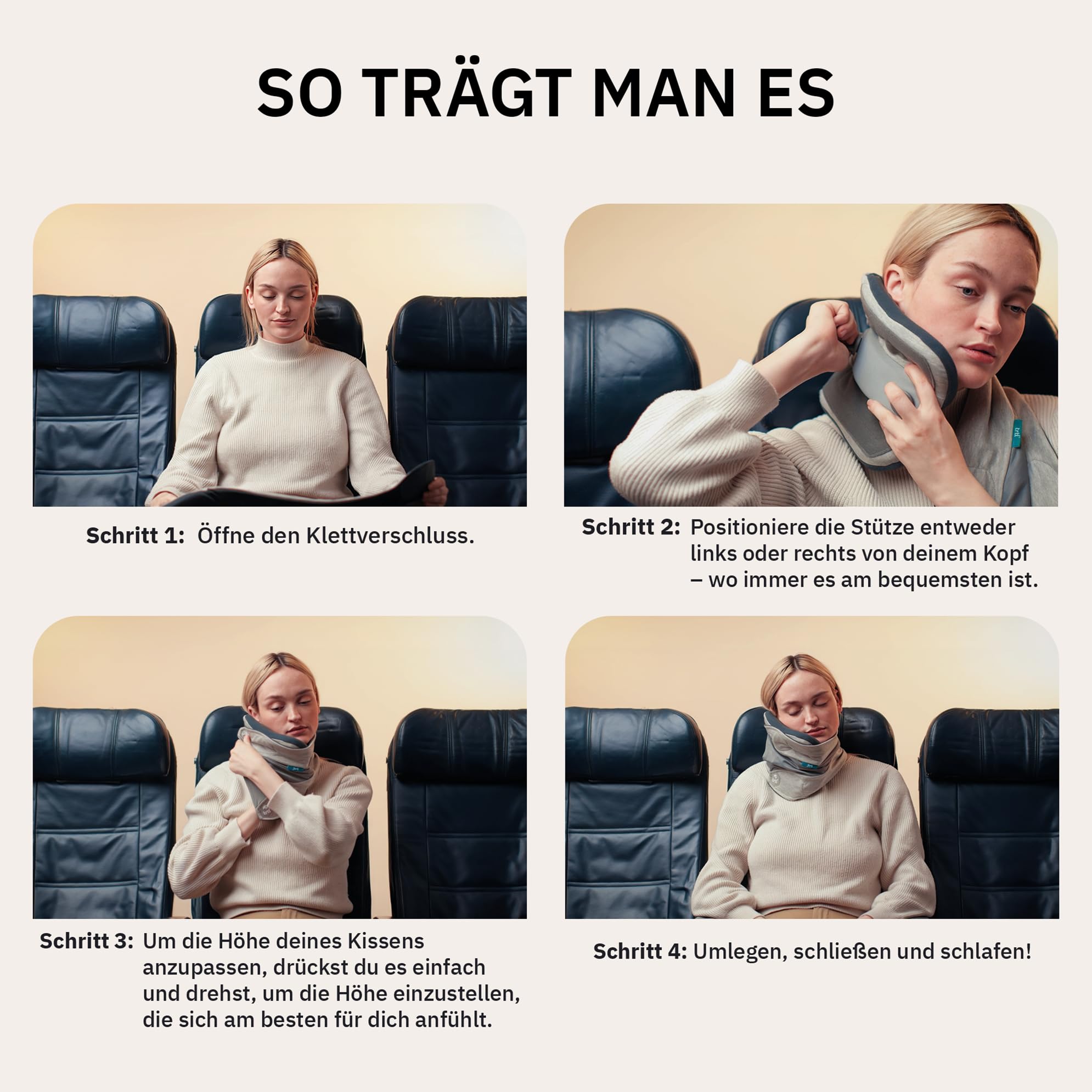 trtl Travel Pillow Plus Grau | Höhenverstellbares Nackenkissen für Flugzeug & Auto | Platzsparendes Reisekissen | Für alle Körpergrößen geeignet