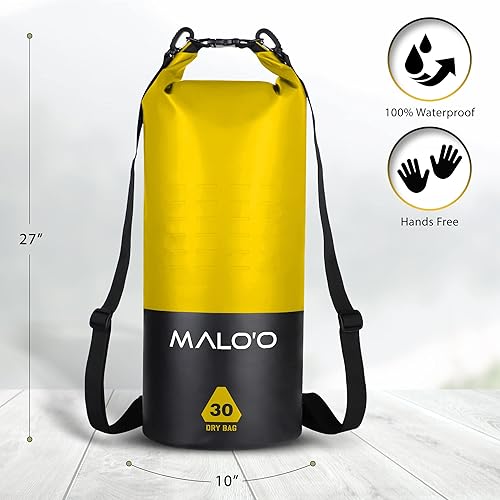 Miniatura 7 de Malo'o Mochila seca resistente 100% impermeable de 30 litros. Mantiene el equipo seco para pesca, rafting, kayak, playa, canotaje, senderismo y