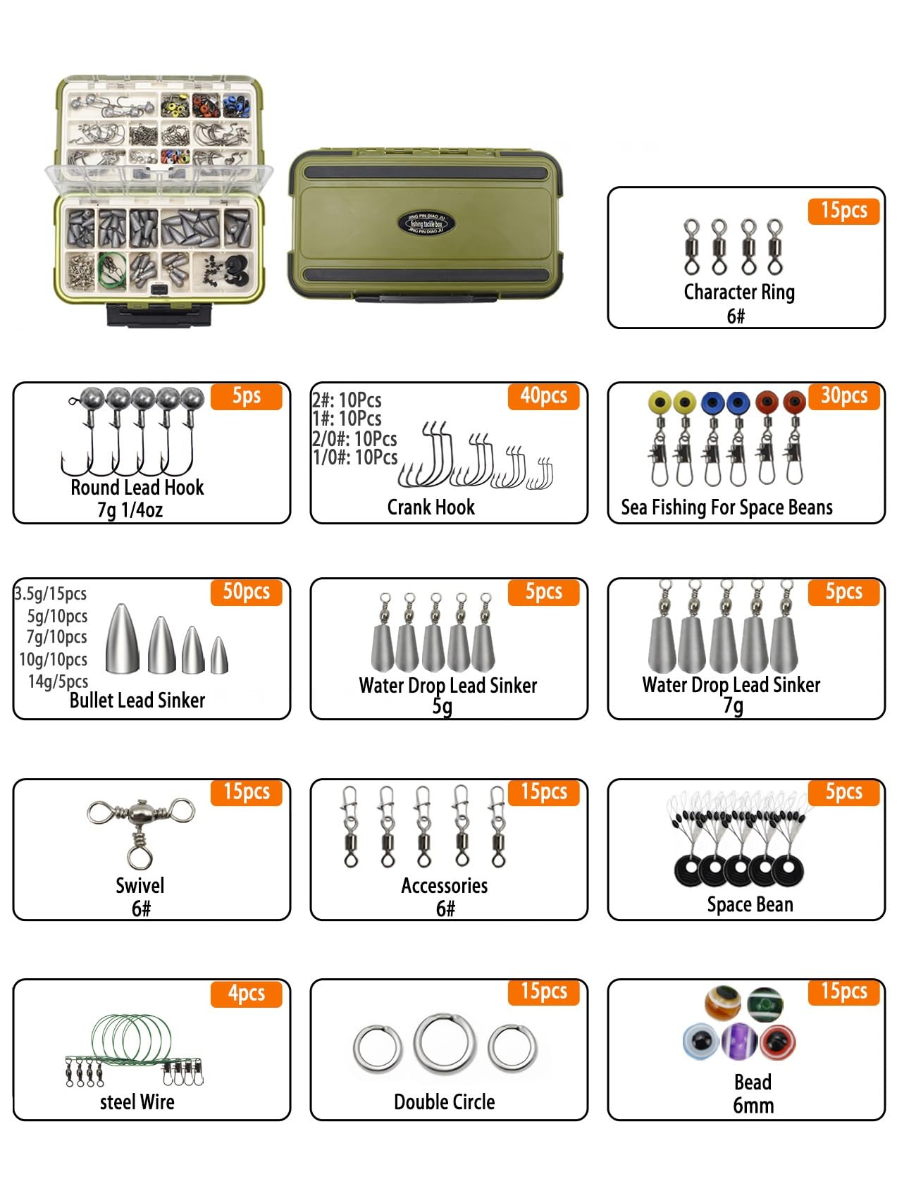 219pcs Fishing Accessories Kit Included Fishing Hooks,Fishing Sinkers Weights,Fishing Rubber Bobber,Jigs,Fishing Beads, Fishing Swivels Snaps, Fishing Gear Kit with Tackle Box- Fishing Gifts for Men