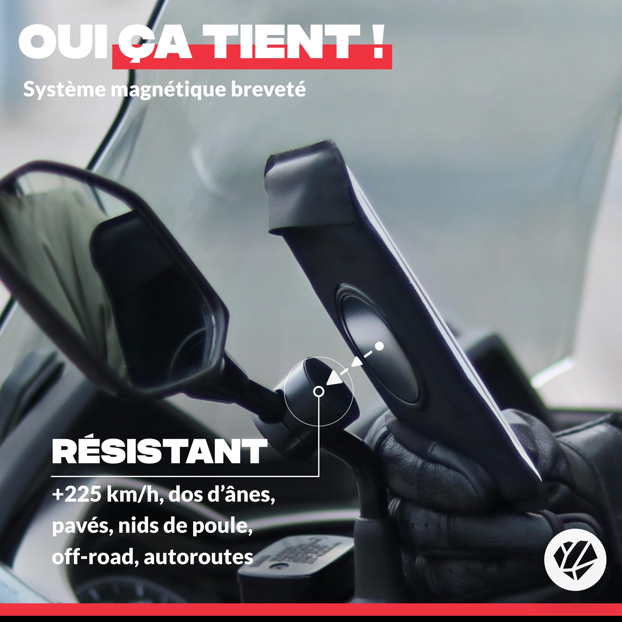 Support Magnétique Pour Téléphone En Forme De Cœur Cristal - Poignée Rétractable Et Amovible (Noir)
