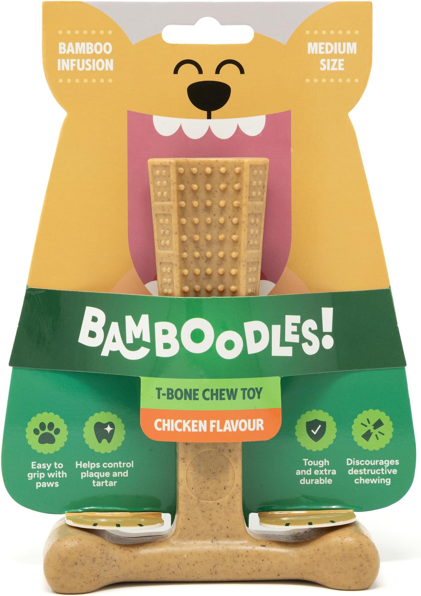 T-Bone Dog Chew Toy – Medium | Chicken Flavour | Long Lasting Chew for Medium Dogs | Durable and Safe Dog Chew for Daily Fun