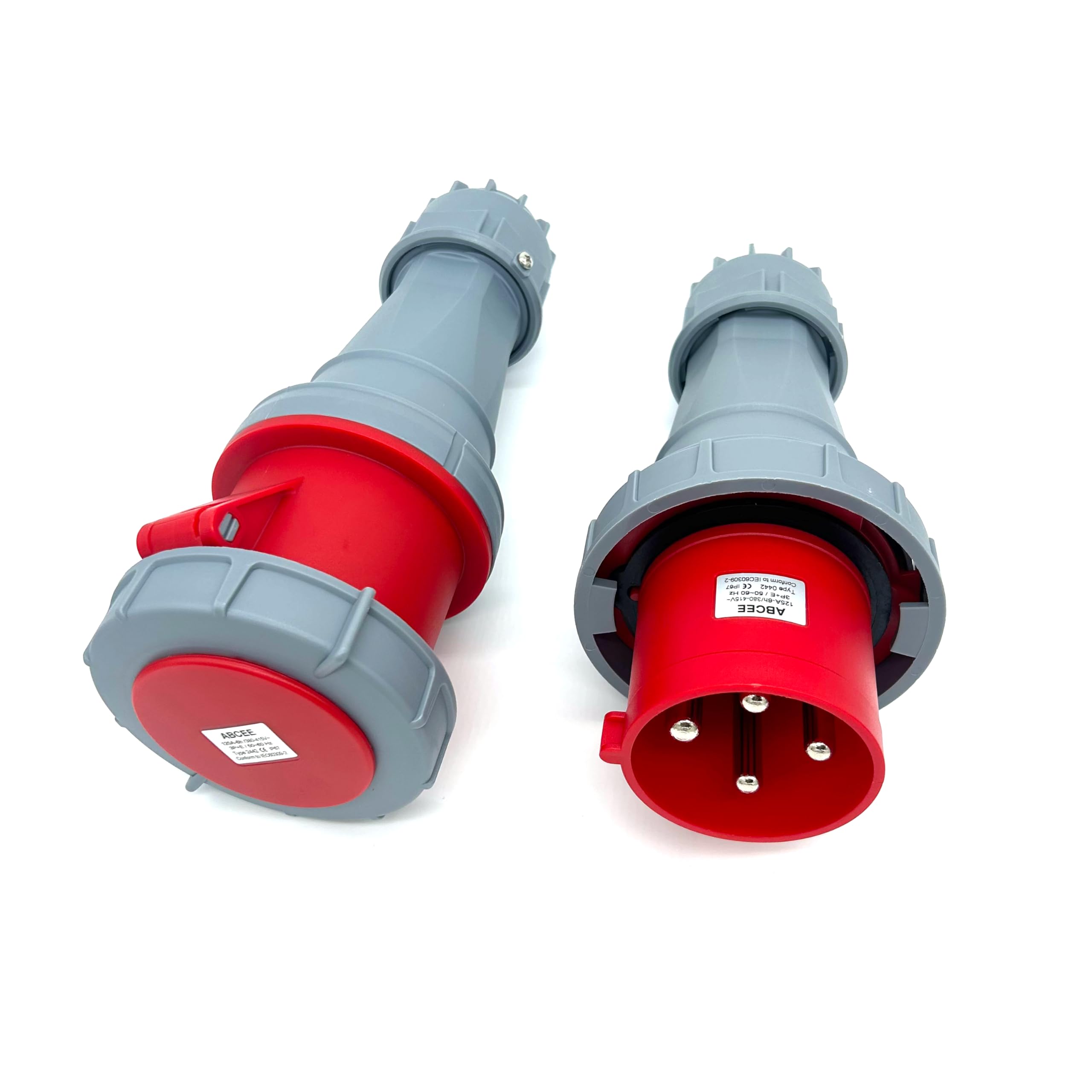 Photo 1 of 125A 4Pin Male+Female Connector,(Compatible with 100amp Electrical),380V-415V 3P+E 6H Industrial Waterproof Connector, IEC60309 IP67 Industrial Plug&Socket,Cable Coupling Connector(1Set)