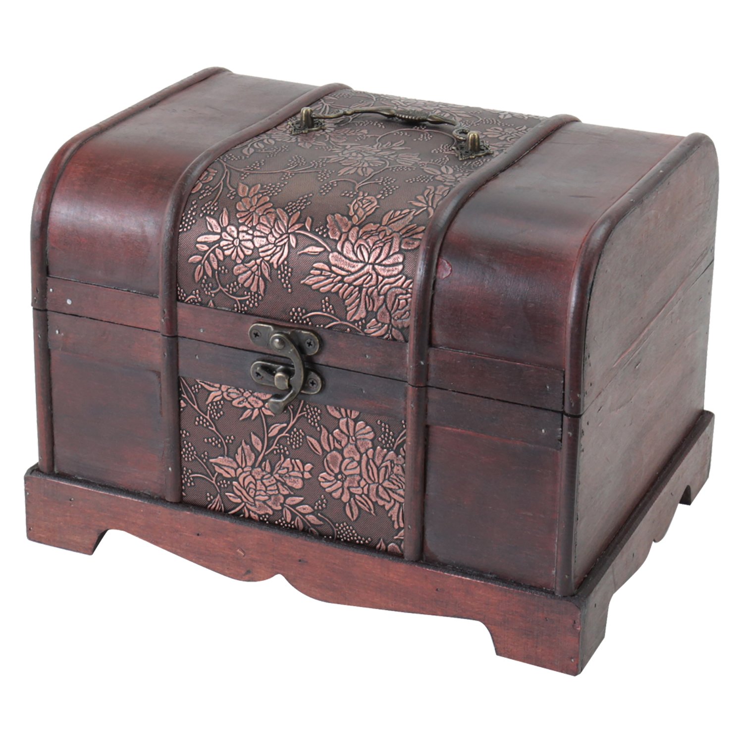 HMF Wooden treasure chest, small treasure box with vintage metal clasp for children’s birthday, wedding or anniversary | 30 x 23 x 21 cm | Japan