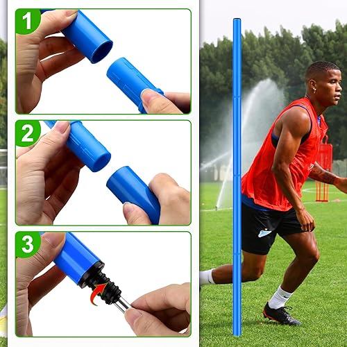Vista 19 de TOBWOLF 6PCS 6FT Adjustable Soccer Agility Training Poles, Detachable Sports Training Speed Sticks, Slalom Training Agility Pole Set, Outdoor Speed