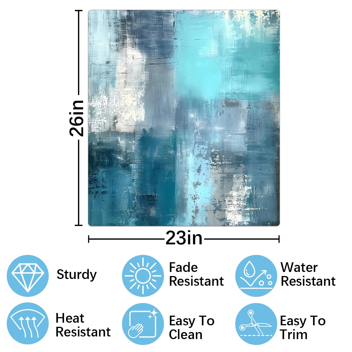 Housse magnétique réutilisable pour lave-vaisselle - Texture artistique turquoise - Autocollant décoratif pour porte de lave-vaisselle