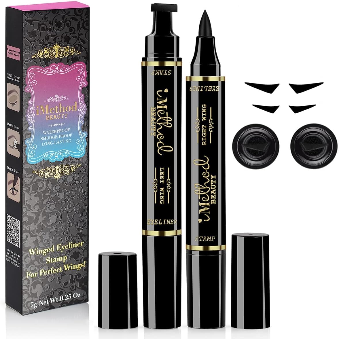 iMethod Eyeliner Stamp - 2 Pens for All Eye Shapes, Perfect Wing Cat Eye Liner, Waterproof & Smudge-proof, 8 mm