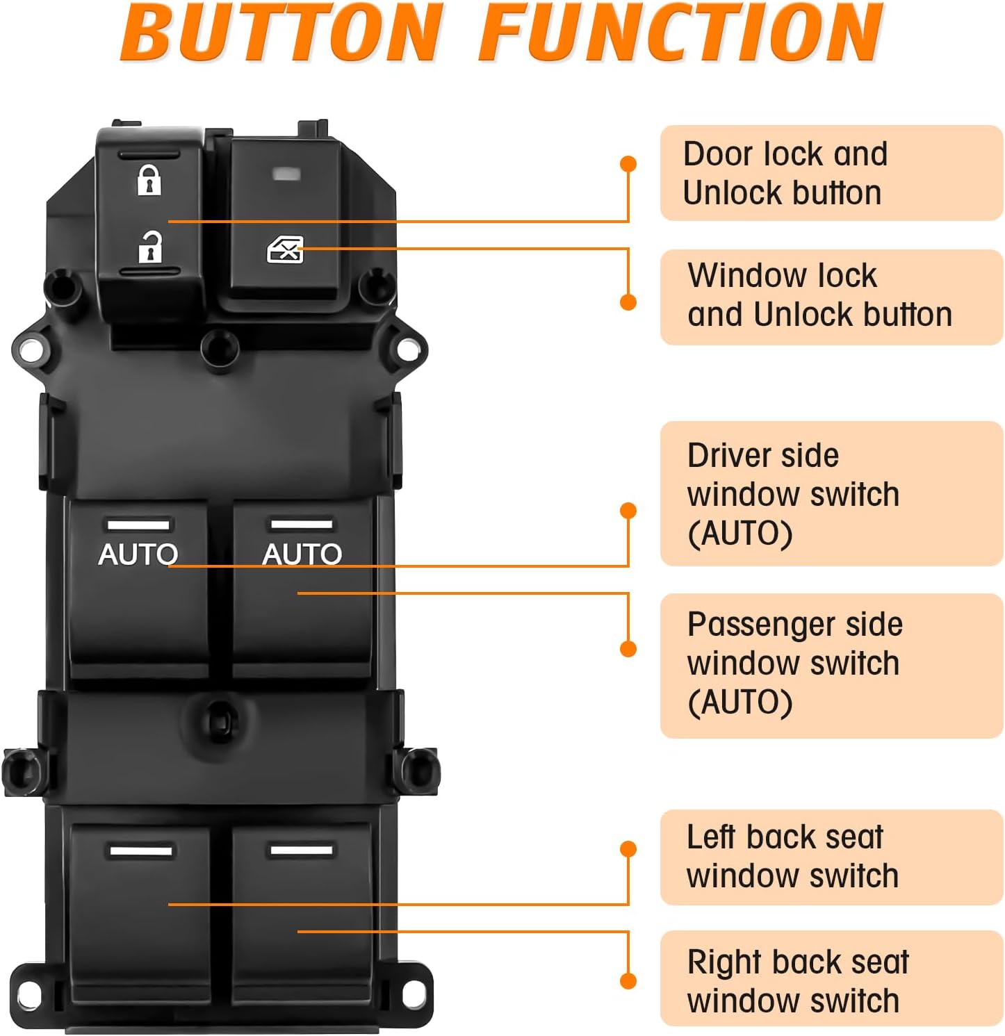 Master Power Window Switch Compatible with 2008-2012 Honda Accord Double Auto Button Replace# 35750-TA0-A31, 35750-TA0-A32
