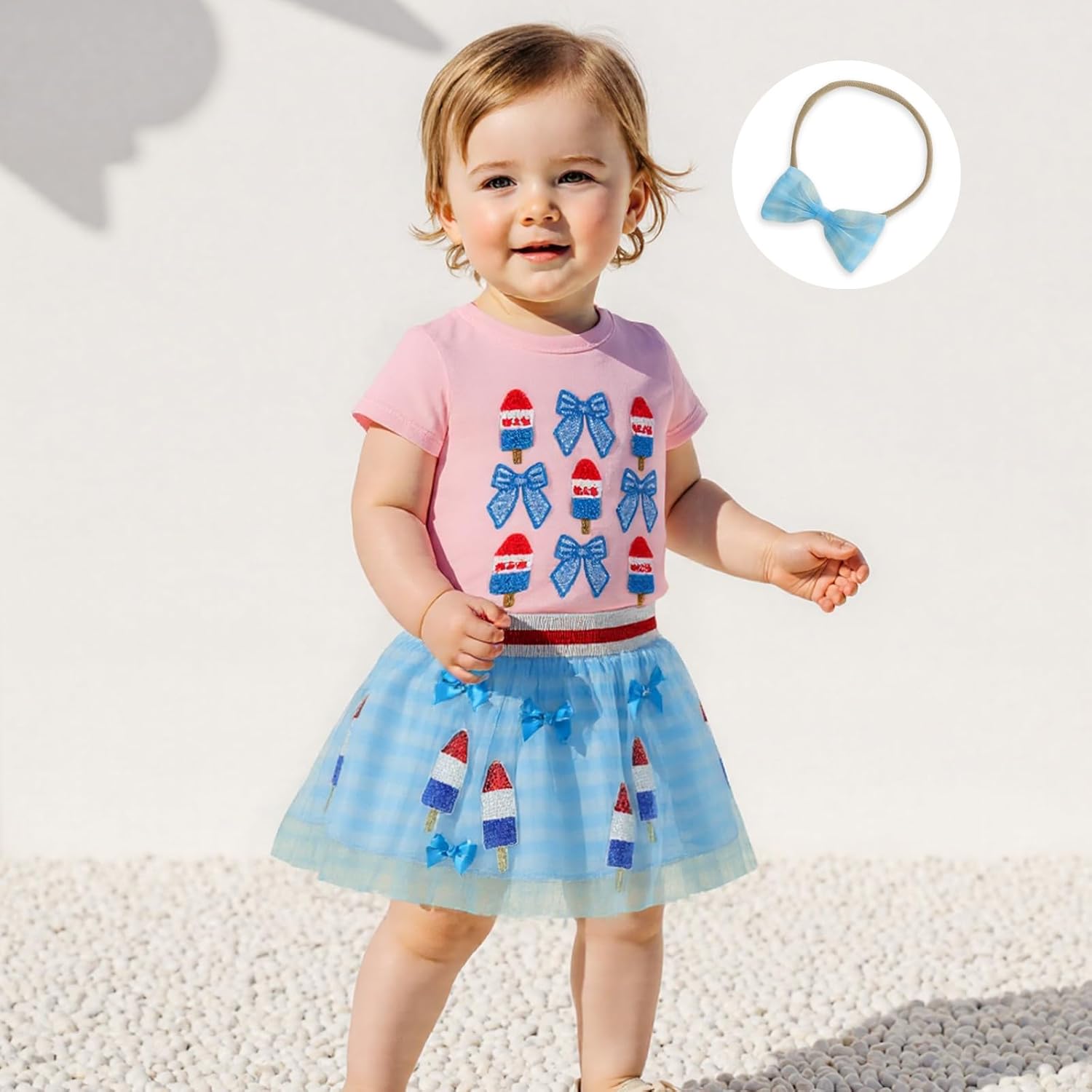Toddler Baby Girl 4th Fourth of July Outfit USA Shirt Stars Memorial Tutu Skirt Set Little Girl Summer Clothes - Image 3