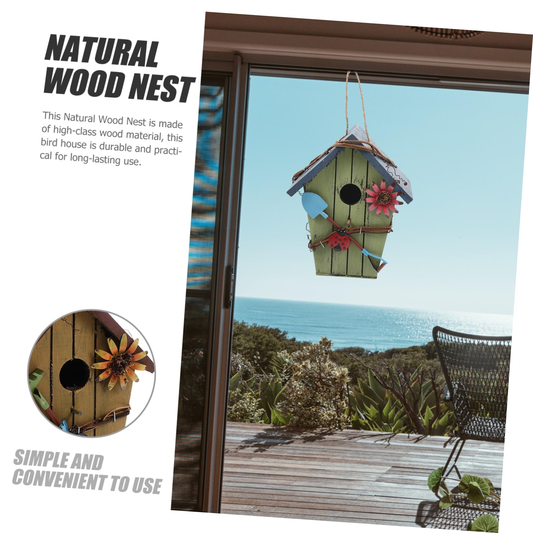 Nichoir Suspendu Maison Oiseau en Bois, Lot de 2