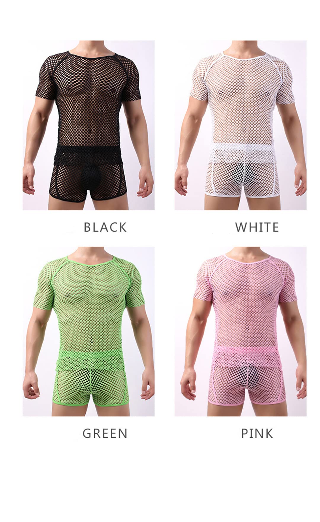 Camicia Uomo Rete Maniche Corte Trasparente | Maglia Intima See Through In Poliammide, Crop Top Estivo Per La Spiaggia E Lo Sport - Verde, M