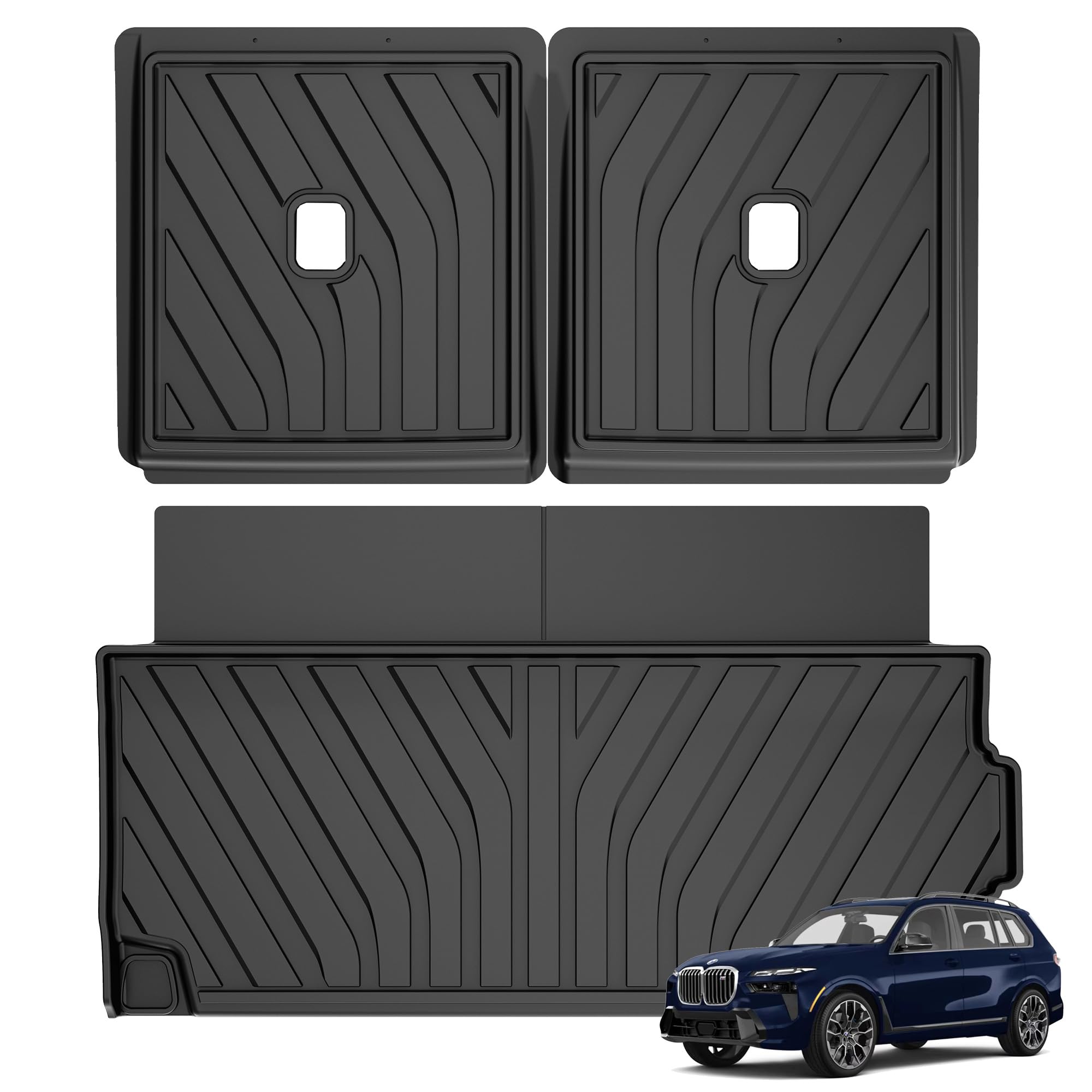 Original 2019-2024 2025 X7 Cargo Liner and Backrest Mat for BMW X7 (Not for 2021-2022 X7 50i and 2025 40i) - Custom Fit TPE All Weather 3D Laser Measured Car Mats for BMW X7 2019-2024 2025