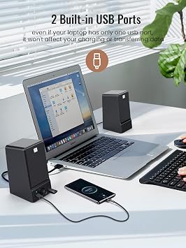 OROW USB Computer Speakers,Hi-Fi Stereo PC Speakers,16W Desktop Speaker,Built-in DSP Sound Chip, Deep Bass&Pure Vocal,Laptop Speakers with Headphone Jack(S203)