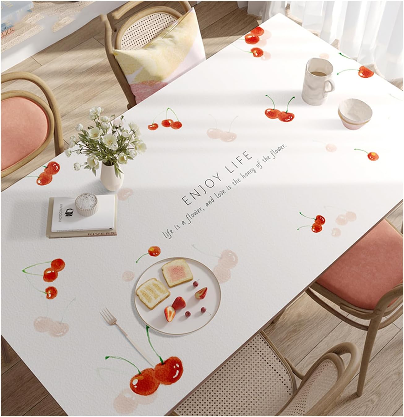 WEAREZ Leather Tablecloth, PVC Waterproof Oilproof and Anti-Scald Rectangular Dining Table Tablecloths