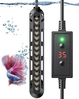 Pawfly Submersible Aquarium Heater 100 W Betta Fish Tank Heater Adjustable Electronic Heating Rod with Thermostat Overheating Protection and Protective Cover for 20-30 Gallon Fish Tanks