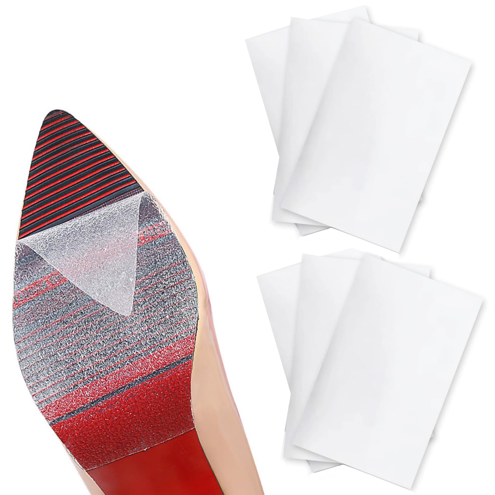 BAIYIPING6 Pack 10x25cm Sole Sticker Shoes Sole Protector Sticker Crystal Clear Sole Protector Anti Slip Shoe Sticker High Heels Self Adhesive Ground Grip Shoe Protective