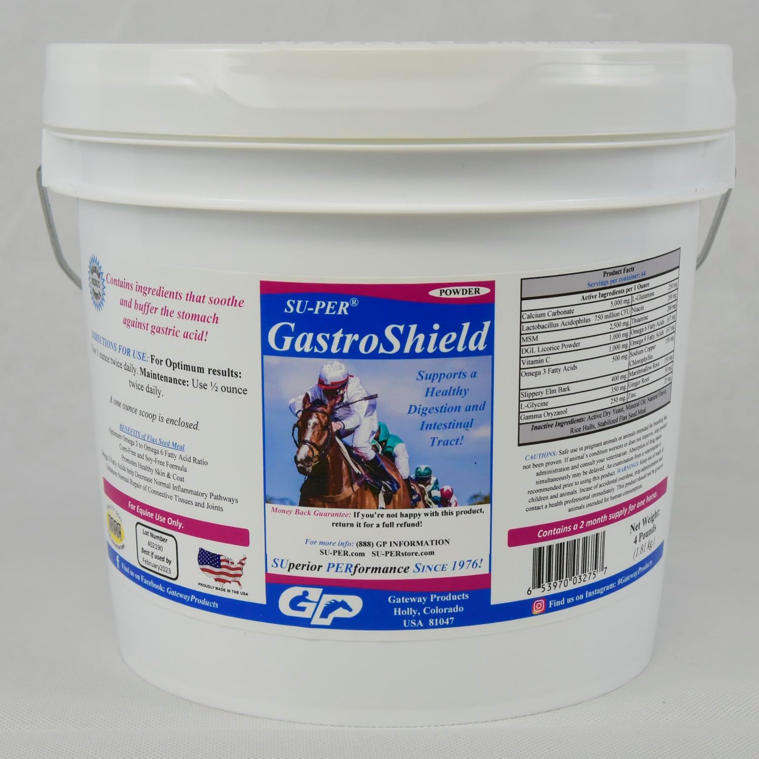 SU-PER GastroShield Equine Probiotics Powder - Horse Digestion Supplement for Gastric Health - Supports Healthy Digestion & Intestinal Tract - 4 Pound, 2 Month Supply