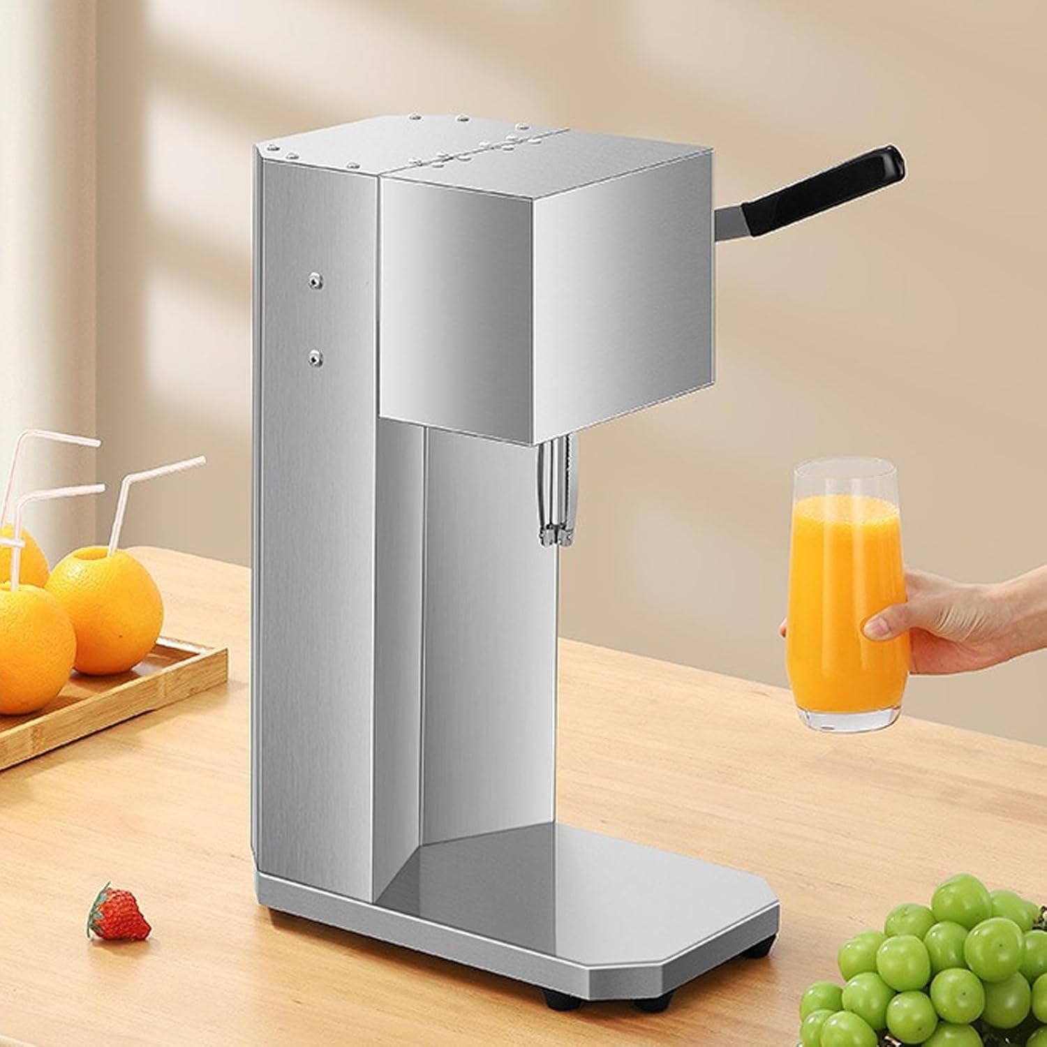 Commercial Citrus Squeezer Machine, Electric Orange Juicer with Rotating Pressure Rod & Anti-slip Feet, 3s Fast Juicing, for Orange Lemon Lime Grapefruit, Suitable for Juice Stands, Restaurants