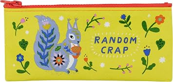 Blue Q Funny Pencil Case - Random C - Compact & Cool Pencil Pouch 4.25" by 8.5" Size, Chunky Zipper, 95% Recycled Plastic, Sturdy, Easy-to-Clean, Office Supplies & Travel Essential Holder