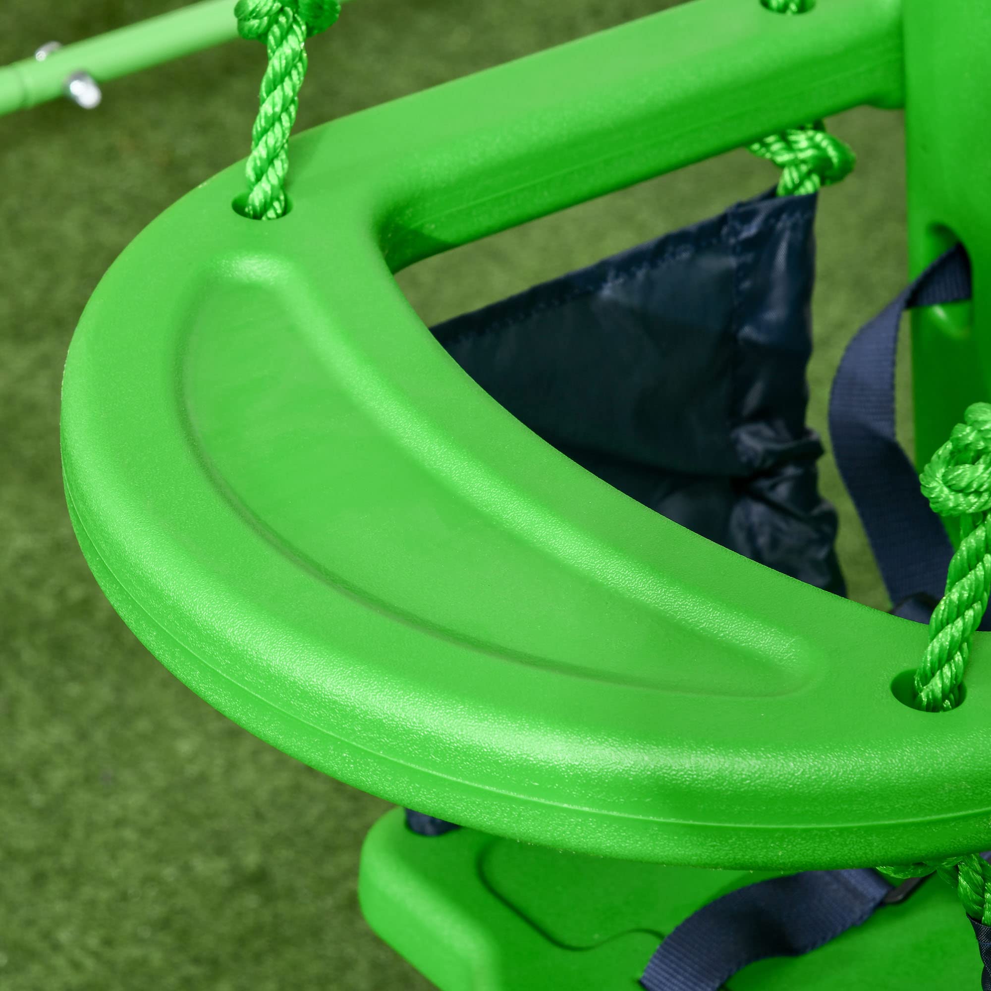 Outsunny Altalena per Bambini 6-36 Mesi da Giardino e Salotto in Acciaio e PE con Seggiolino e Bretelle di Sicurezza, 122x146x122 cm, Verde