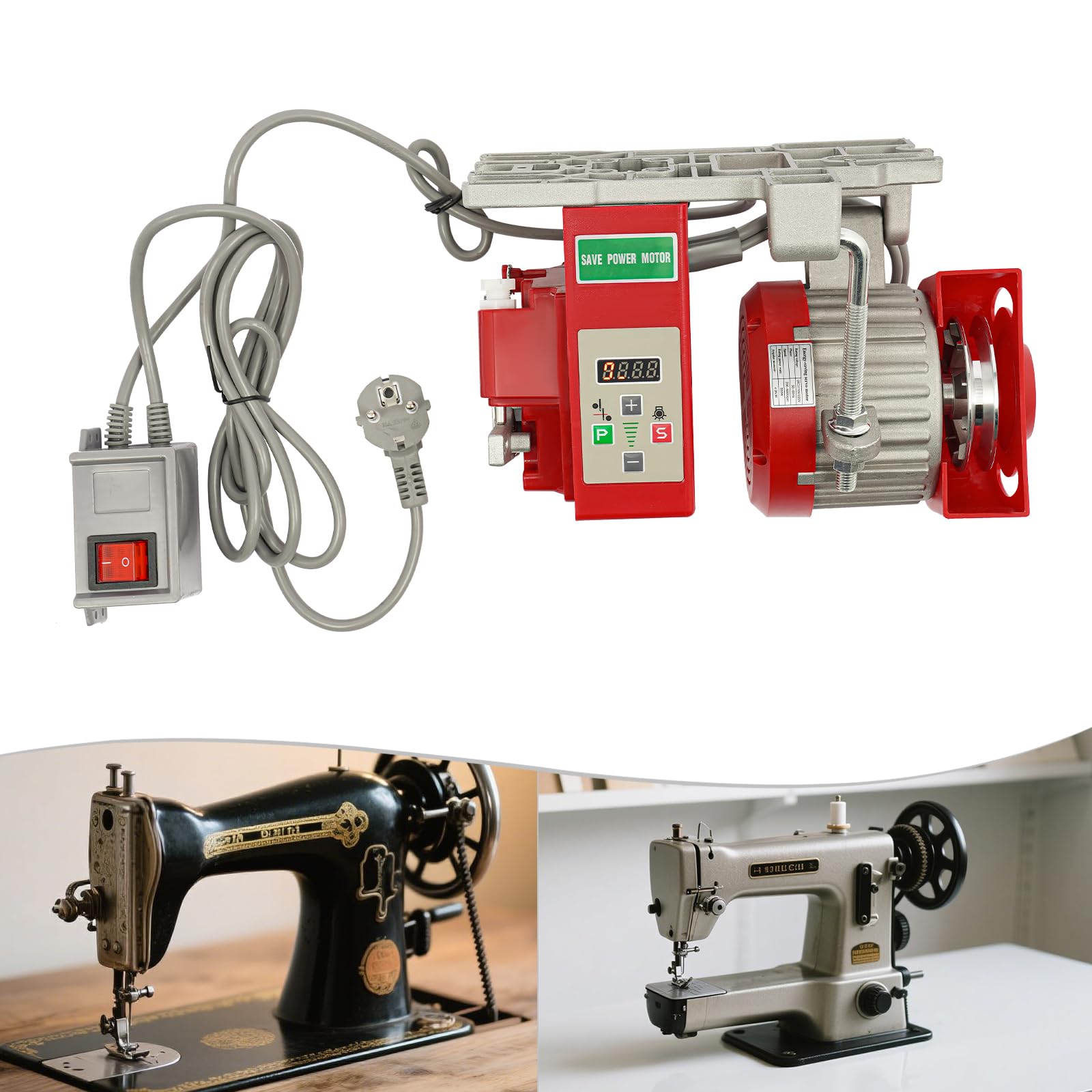 Motor de máquina de coser eléctrico, 550 W, motor de máquina de coser industrial con protección de seguridad, motor de repuesto para máquina de coser sin escobillas, 200-6000 rpm, para máquinas de