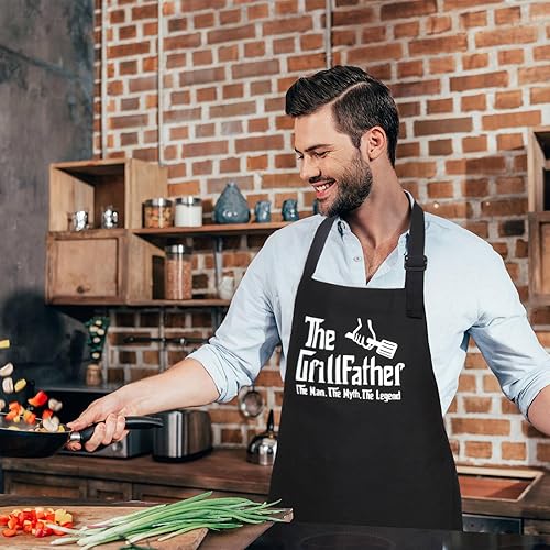 Miniatura 4 de Delantales divertidos para hombres, regalos divertidos personalizados para hombres, delantal de chef para cocinar a la parrilla, regalos para