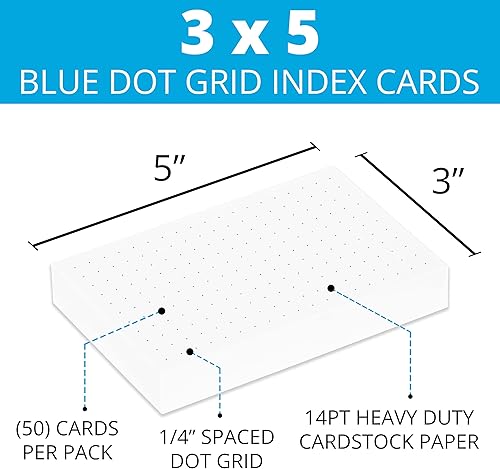 Miniatura 2 de Home Advantage Tarjetas de índice gráfico de cuadrícula de puntos azules de doble cara (3-x-5)
