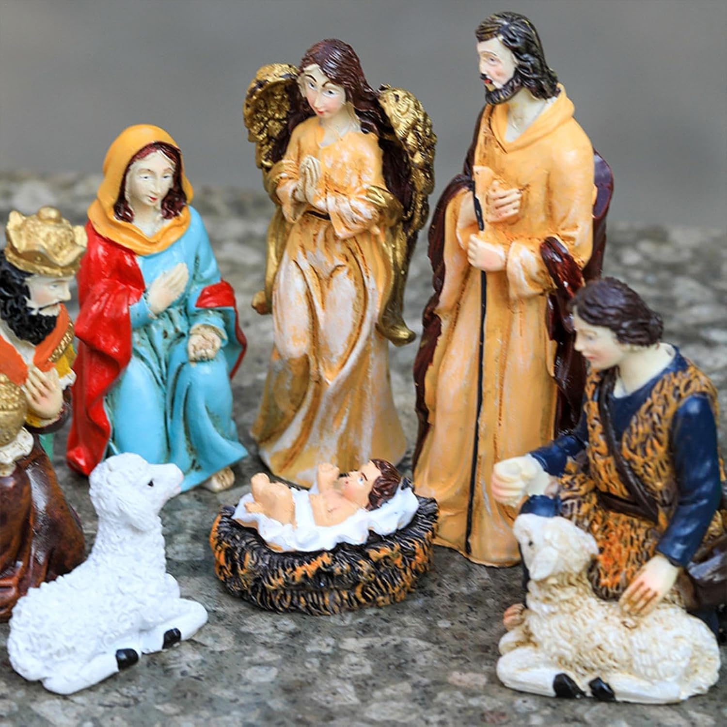 Christmas Nativity Scene,Christmas Holy Family,Nativity Resin Statue | Resin Holy Family Figurine Decor | Delicate Texture Crafts Decoration