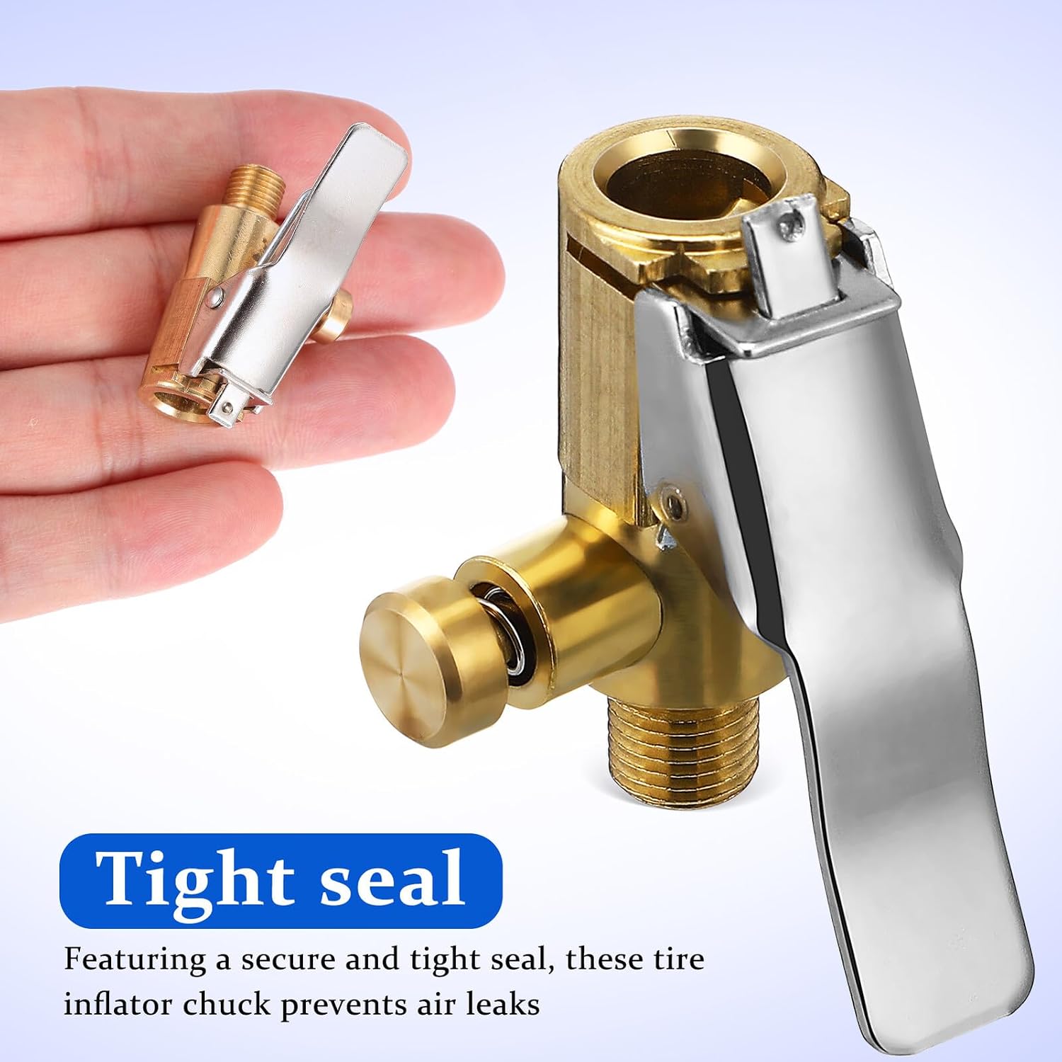 2pcs Locking Tire Chuck Quick Connect Tire Inflator Accessories with Release Button Copper for Cars Motorbikes Bikes Efficient Inflation
