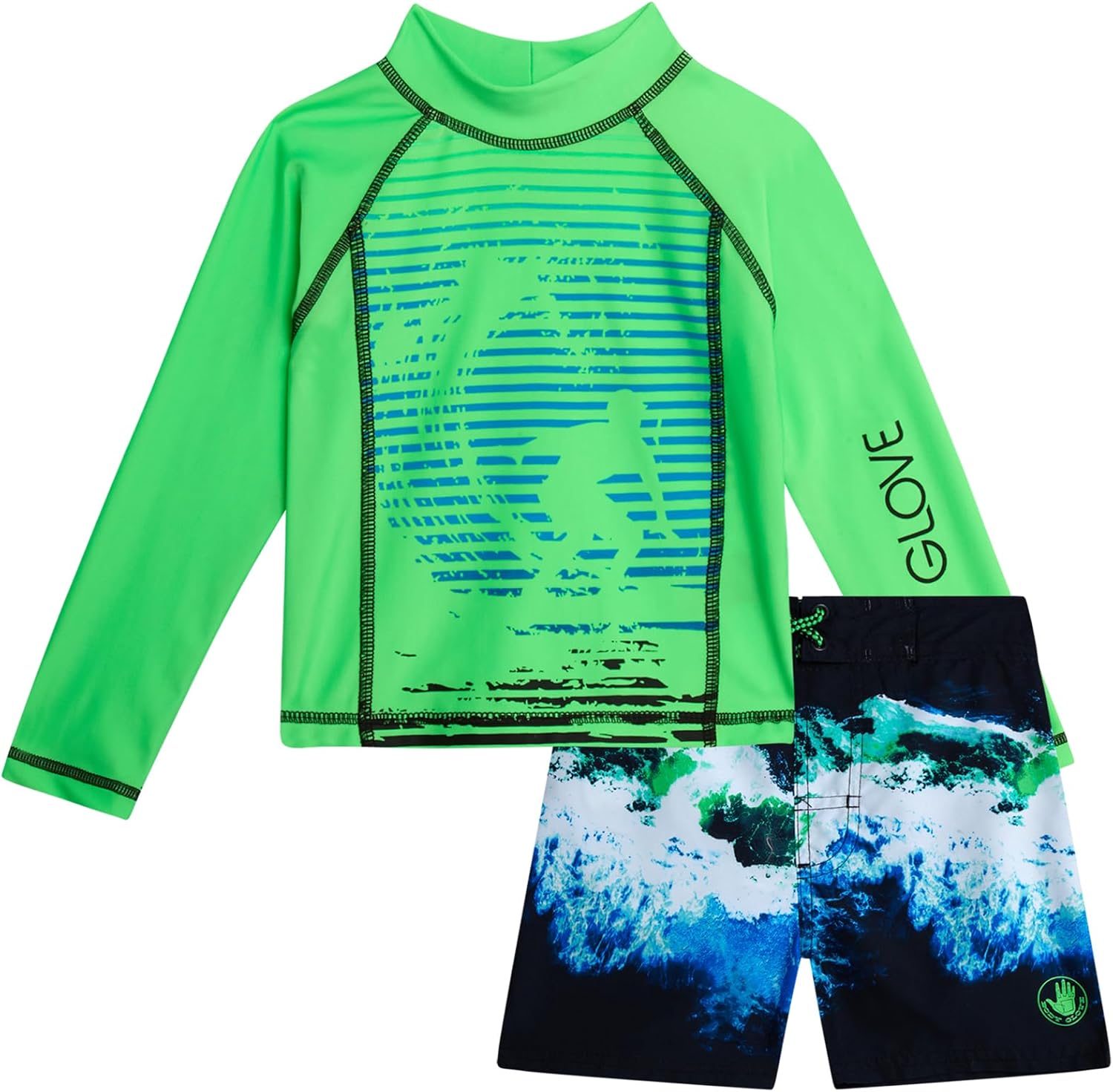 Body Glove Baby Toddler Boys Swim Set - 2 Piece UPF 50+ Quick Dry Swim Trunks and Rash Guard for Boys Kids Swimwear (2T-4T)