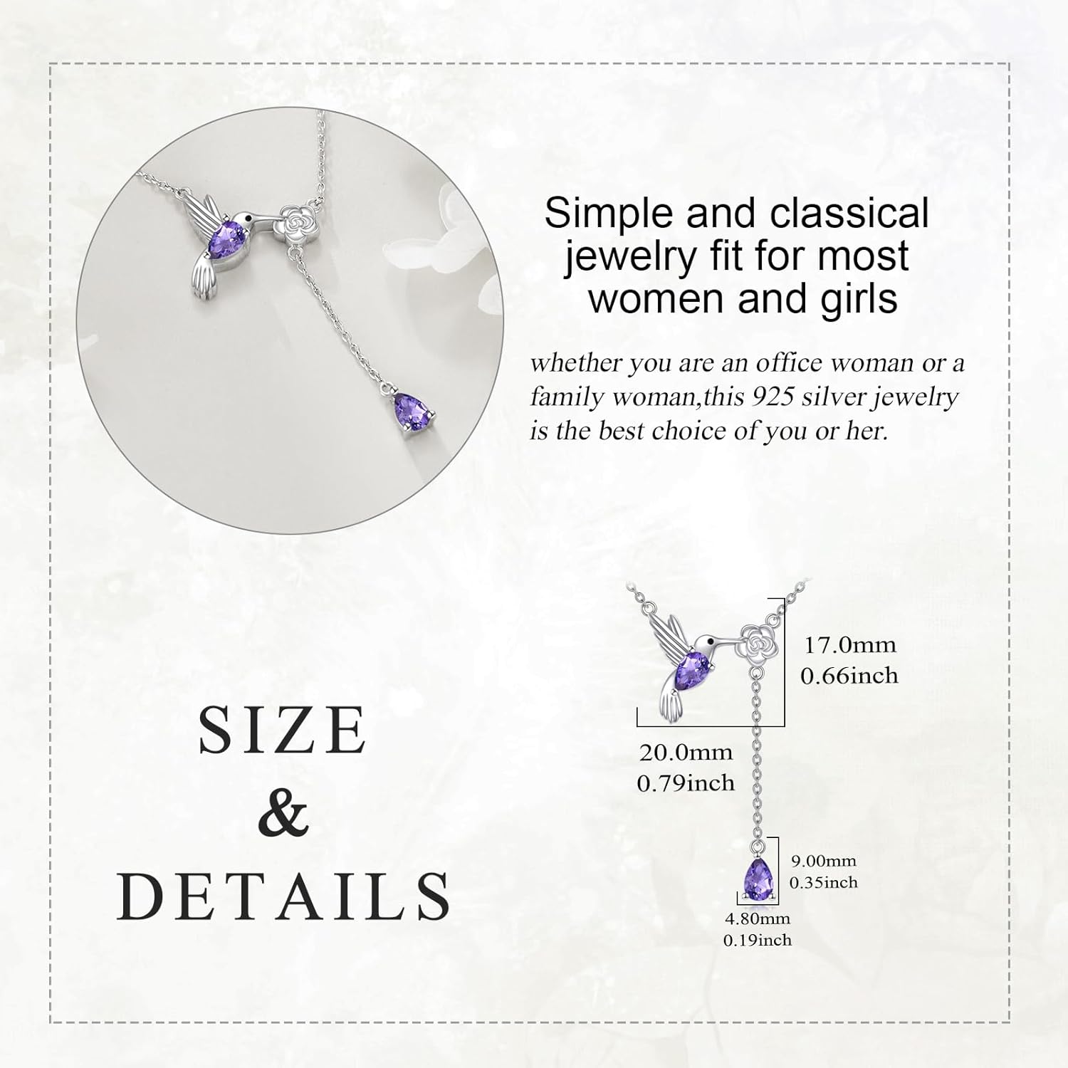 LUHE Bee/Frog/Hummingbird/Dragonfly/Owl Y Necklace Sterling Silver Adjustable Lariat Animal Necklace Jewelry Gifts for Women Girls - Image 3