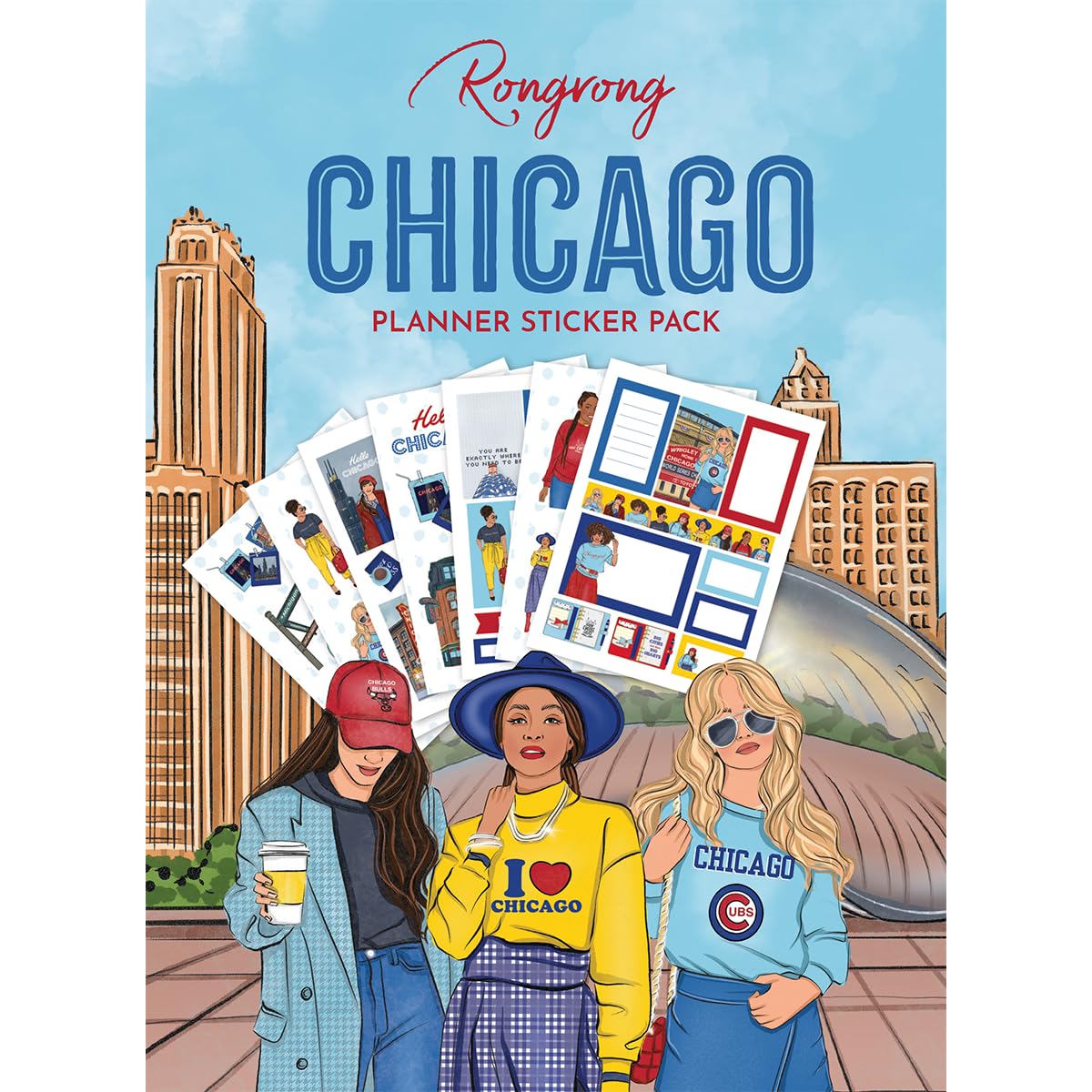 RongrongThe Sticker Book Chicago Theme for Planners, Calendars, Journals and Projects – Premium Quality Hand Drawn Perfect for Showing Off The Windy City – Scrapbook Accessories – 15 Pages