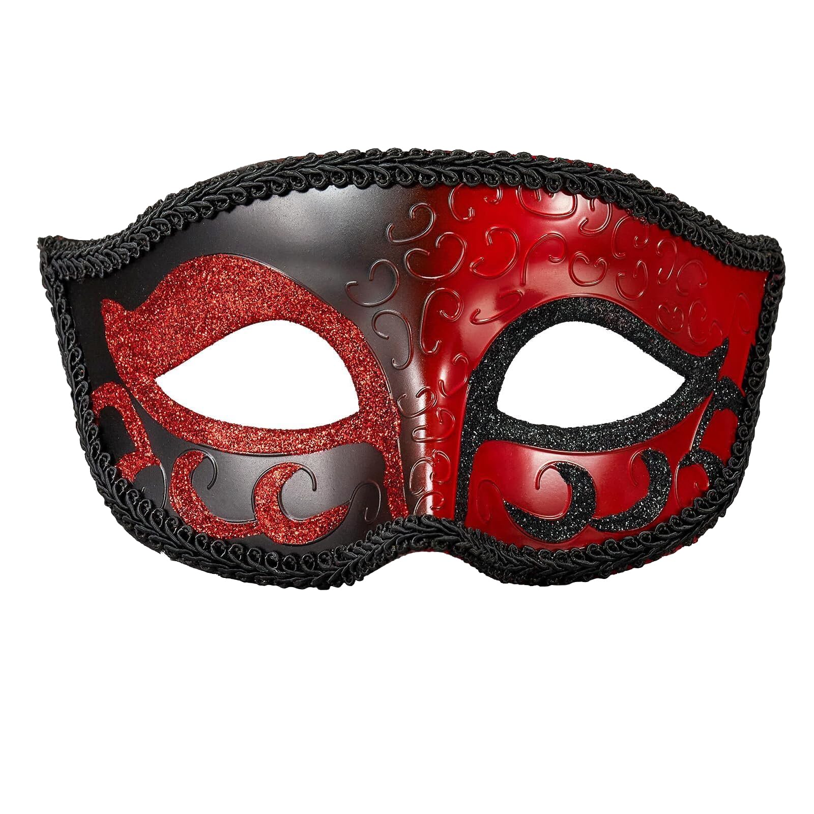 AMWYODK New Masquerade Mask for Men Venetian Mask Suitable for Halloween, Easter, Carnival, Party, Ball, Club Costume Mask (Red)