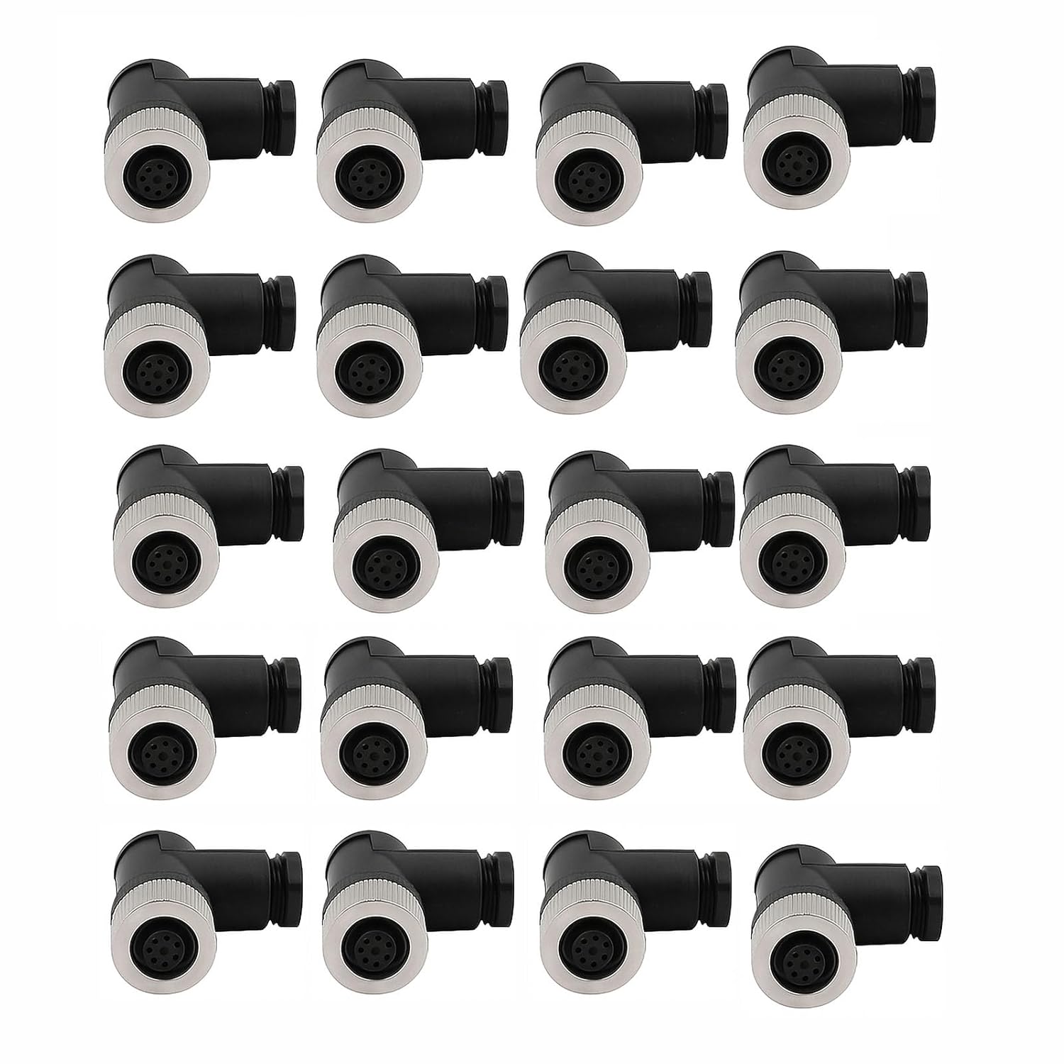 10pcs M12 Right Angle 8 Pin Female Field Wireable Connector A-Code, Non-Shield, Screw-Joint Anti-Vibration Locking for Industrial Automation (10)