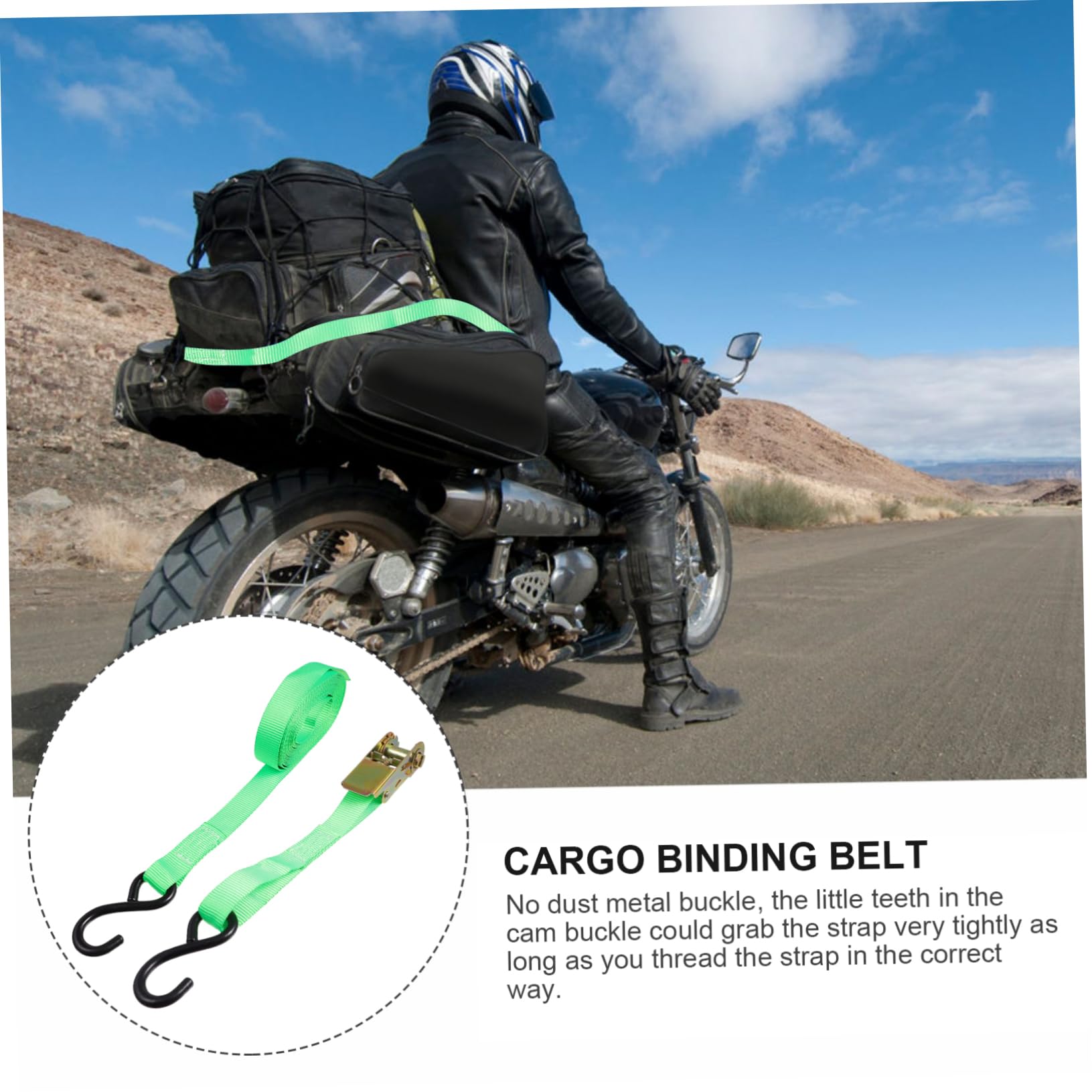 Cabilock 2pcs Luggage Binder Fastening Belt Cargo Binder Ratchet Tensioner for Kayak Boat Trailer Roof Racks Green