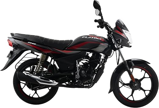 Bajaj Platina 110 Es Drum Motorcycle/Motorbike - Black Red - Ex-Showroom