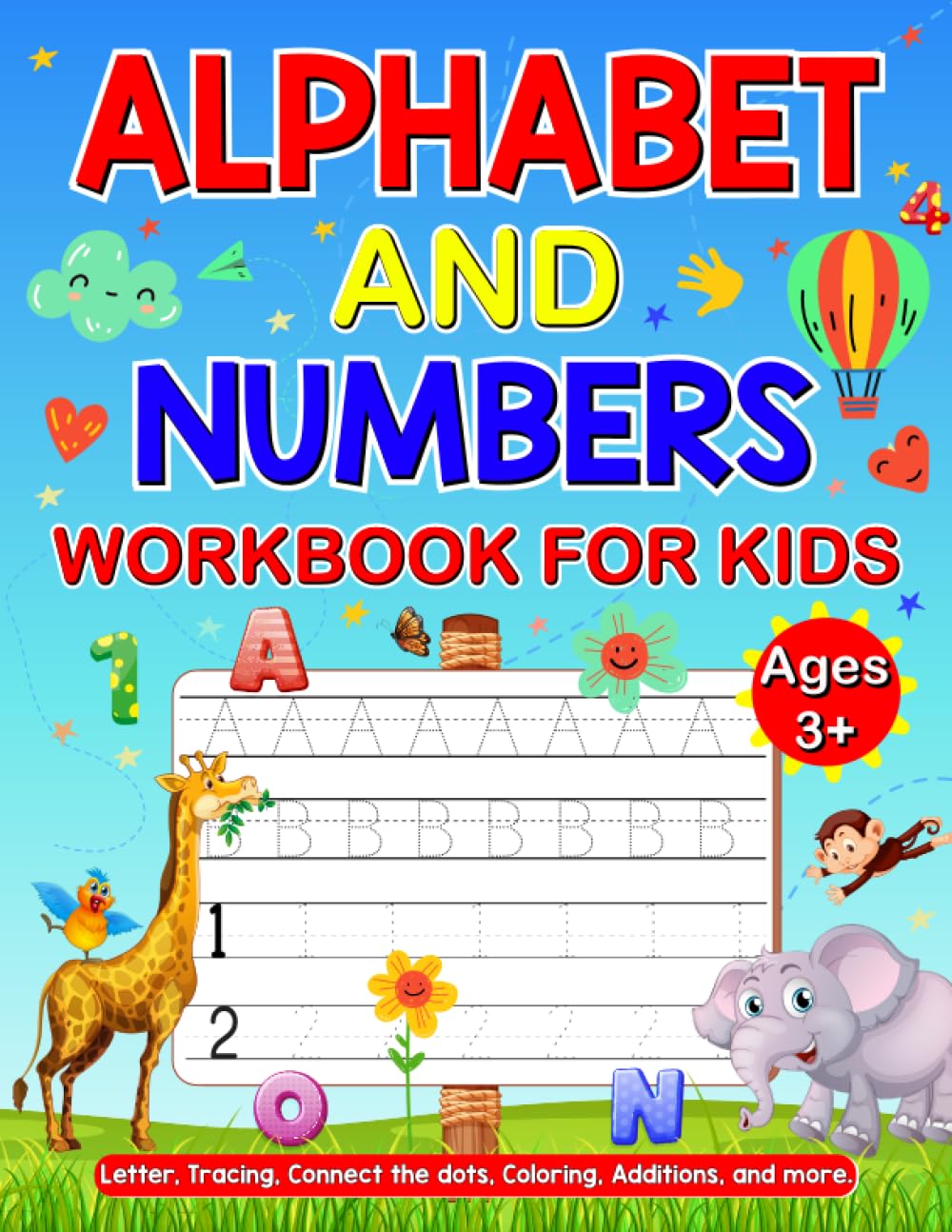 ALPHABET AND NUMBERS Workbook For Kids Letter Tracing ,Connect the