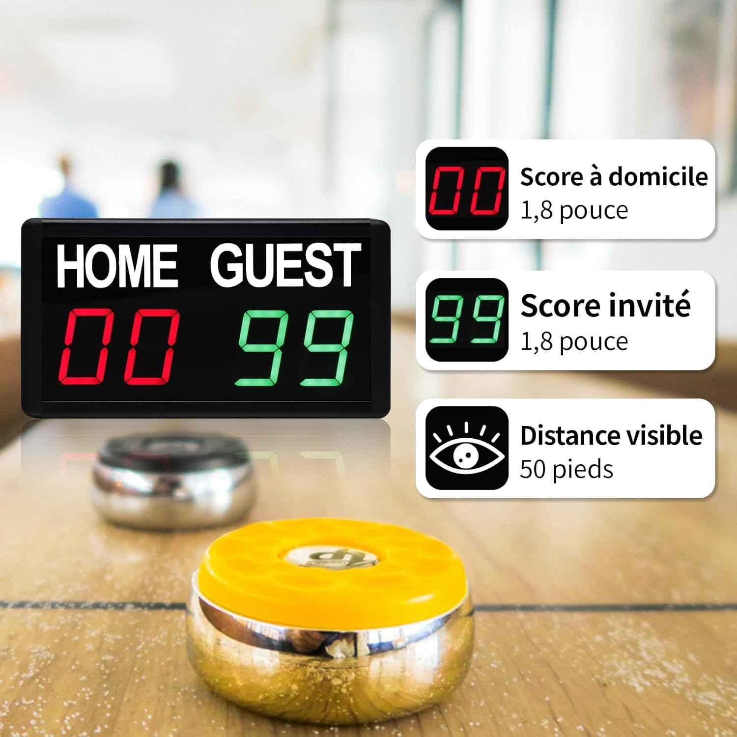 Tableau de Bord Numérique 1,8 Pouces LED Tableau de Score électronique avec Télécommande pour Basketball, Volley-Ball, Sports d'intérieur et d'extérieur