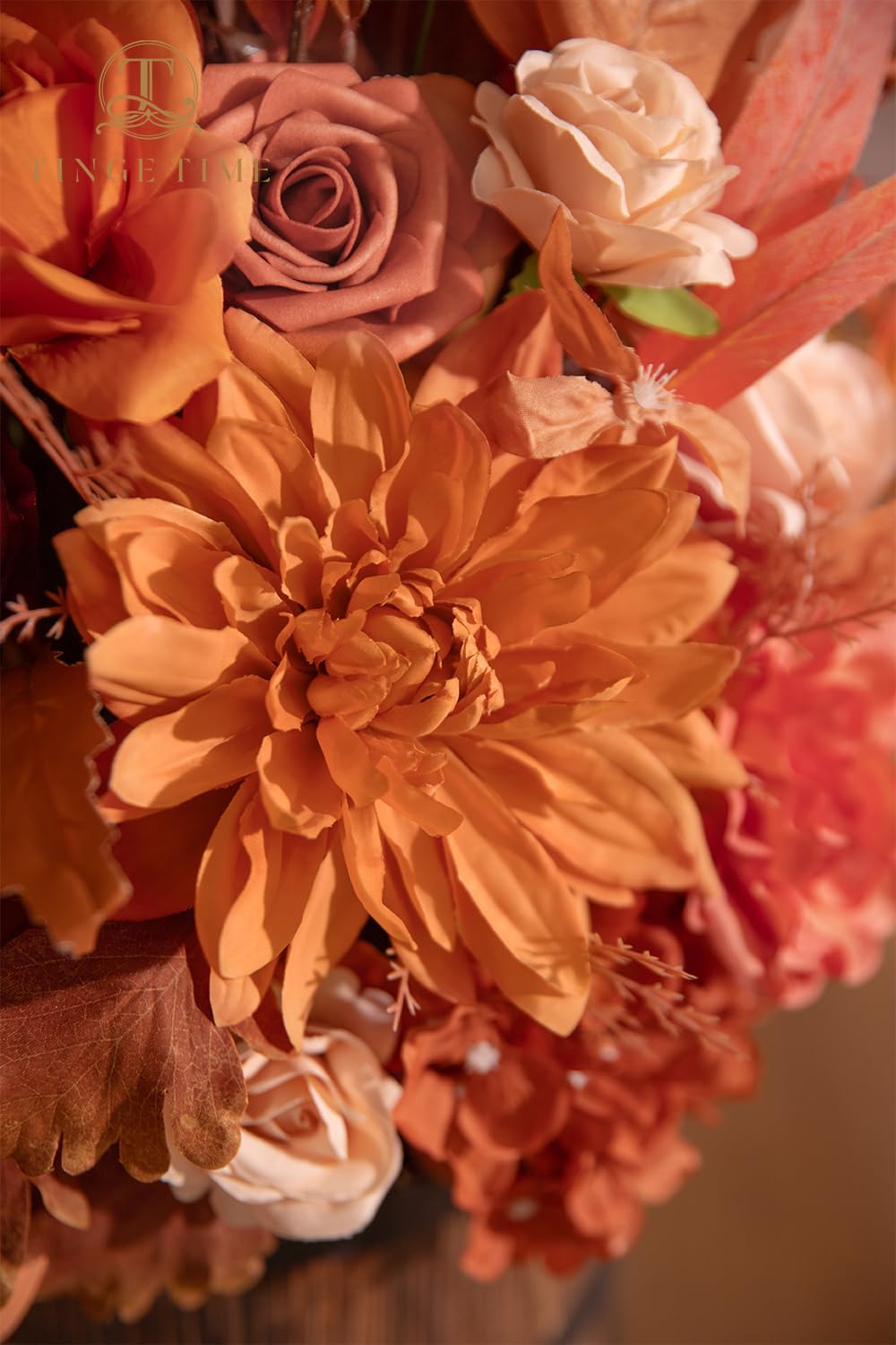 TINGE TIME Free-Standing Artificial Flower Set of 2, Table Centerpiece with Rubber Pad, Silk Fake Flower for Fall Wedding Centerpiece Archway Aisle Welcome Entrance (Maple Red) - Image 8