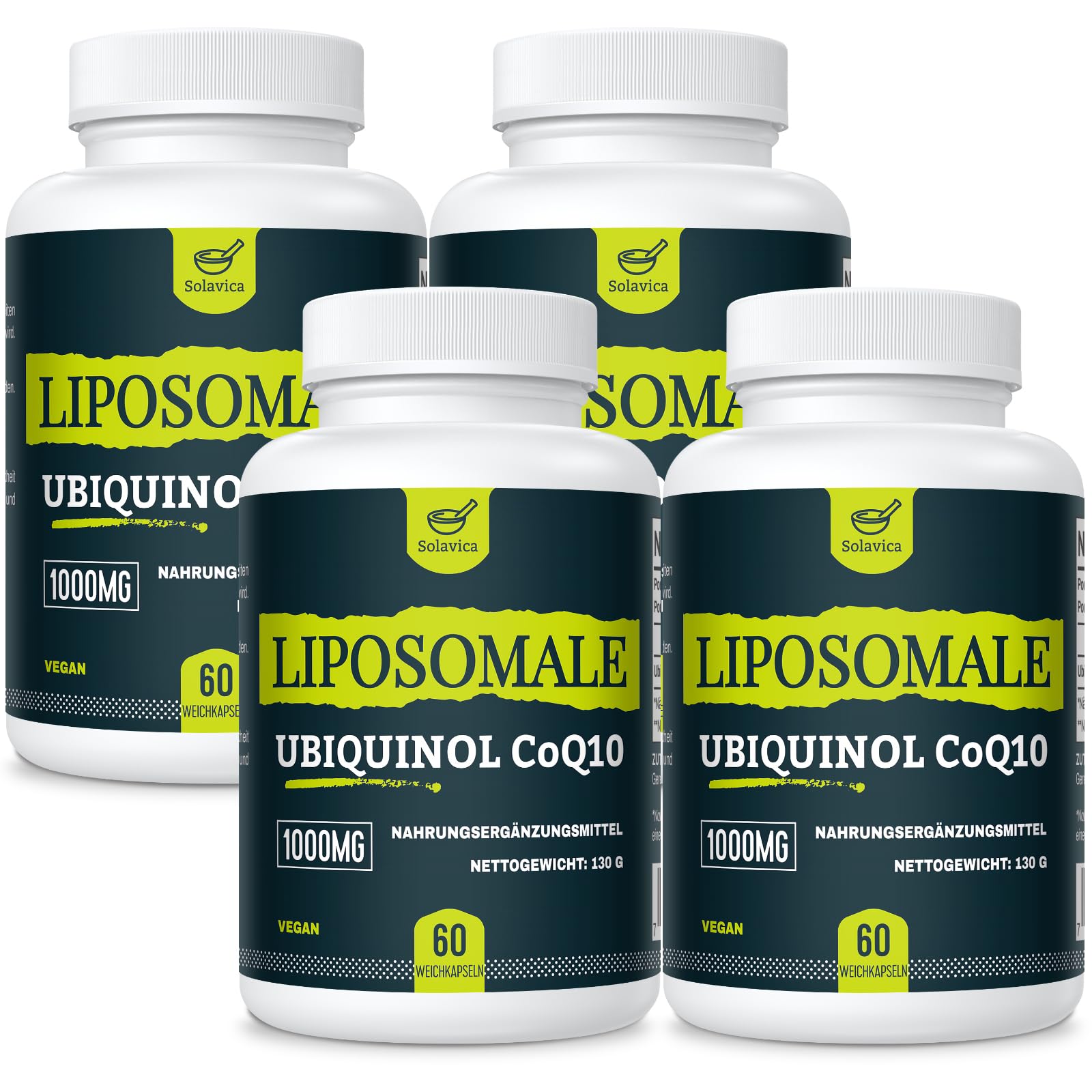 Liposomale Ubiquinol CoQ10 1000 mg – Hochdosiertes veganes Coenzym Q10 mit Phosphatidylcholin für optimale Aufnahme – Premium Nahrungsergänzung – 60 Weichkapseln