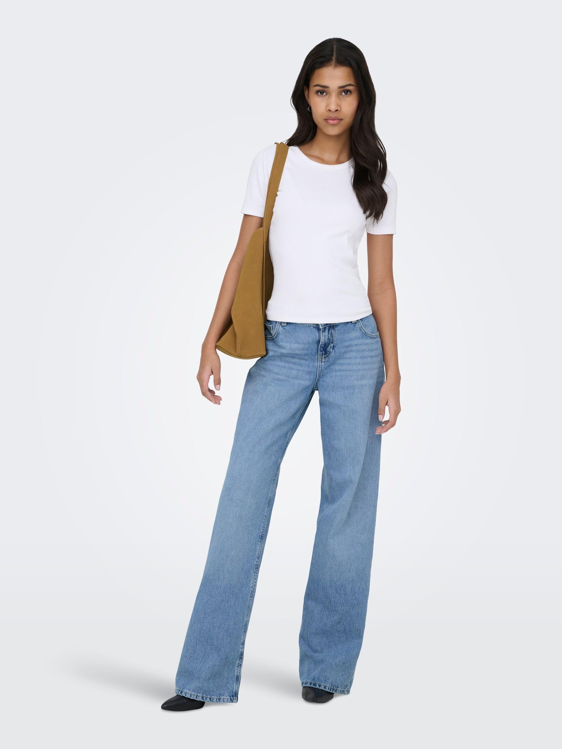 ONLY Female Jeans mit weitem Bein ONLBRENDA Niedrige Taille Gerade geschnitten Jeans