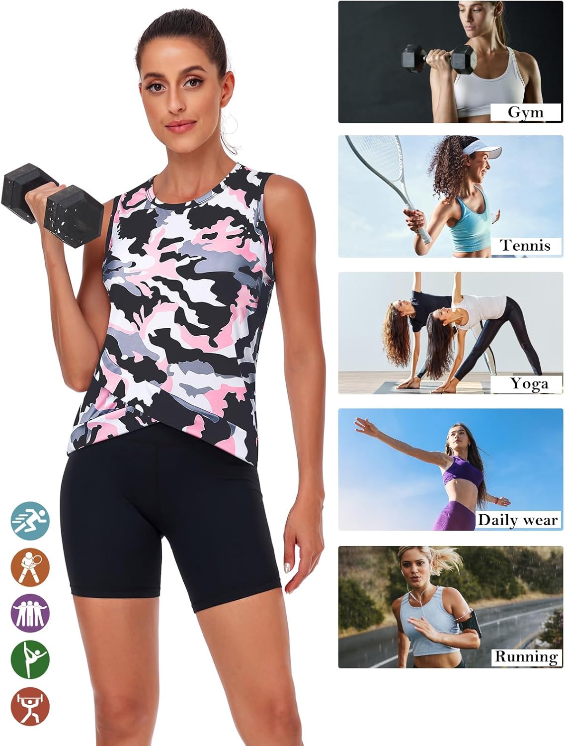 LURANEE Women's Workout Athletic Tank Tops Quick Dry Sun Protection Yoga Gym Crop Sleeveless Shirts - Image 4