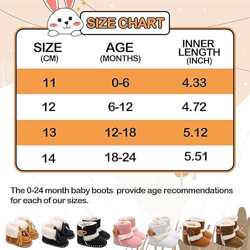 Miniatura 5 de HONGTEYA Botas de nieve para bebé con forro polar interior, botines para niña con suela dura de goma antideslizante, zapatos para niños y niñas de 0