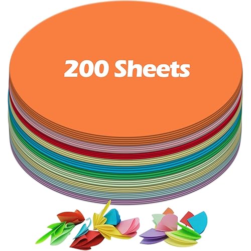 Ezyaid Construction Paper Circles with Assorted Colors 3 Inch, Colored Craft Paper 200 Sheets for Kids Arts and Crafts, School Crafting Supplies for Kids