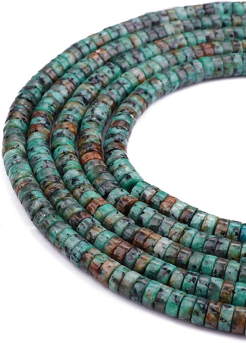 Natural African Turquoise Spacer Beads Caps Loose Semi Gemstone for Beading Jewelry Making 6mmx3mm 38cm African Turquoise 6mm x 3mm